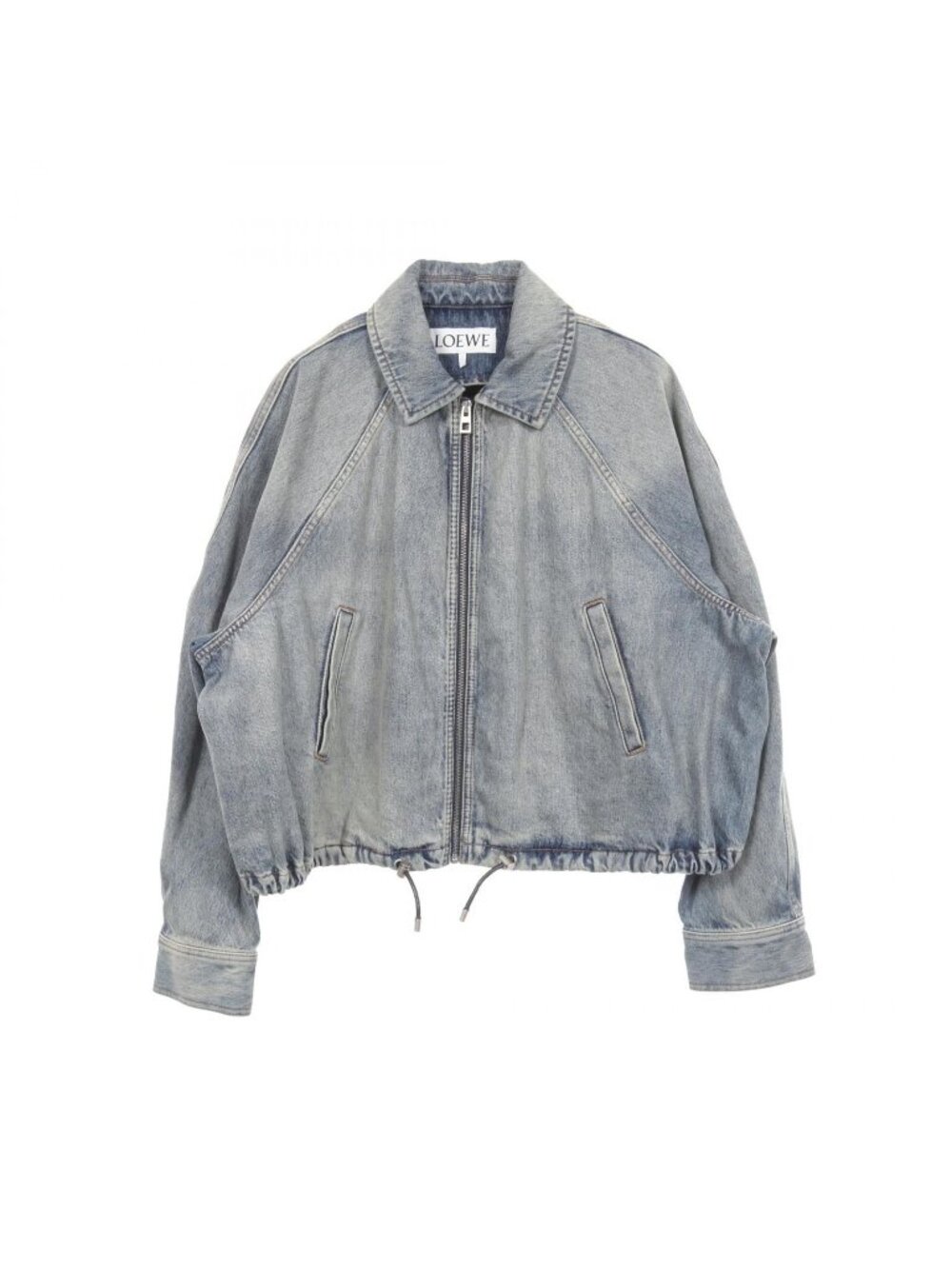 Loewe Denim Jacket Zip Up Distressed Cotton
